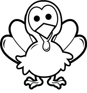 Happy thanksgiving turkey clipart black and white 3