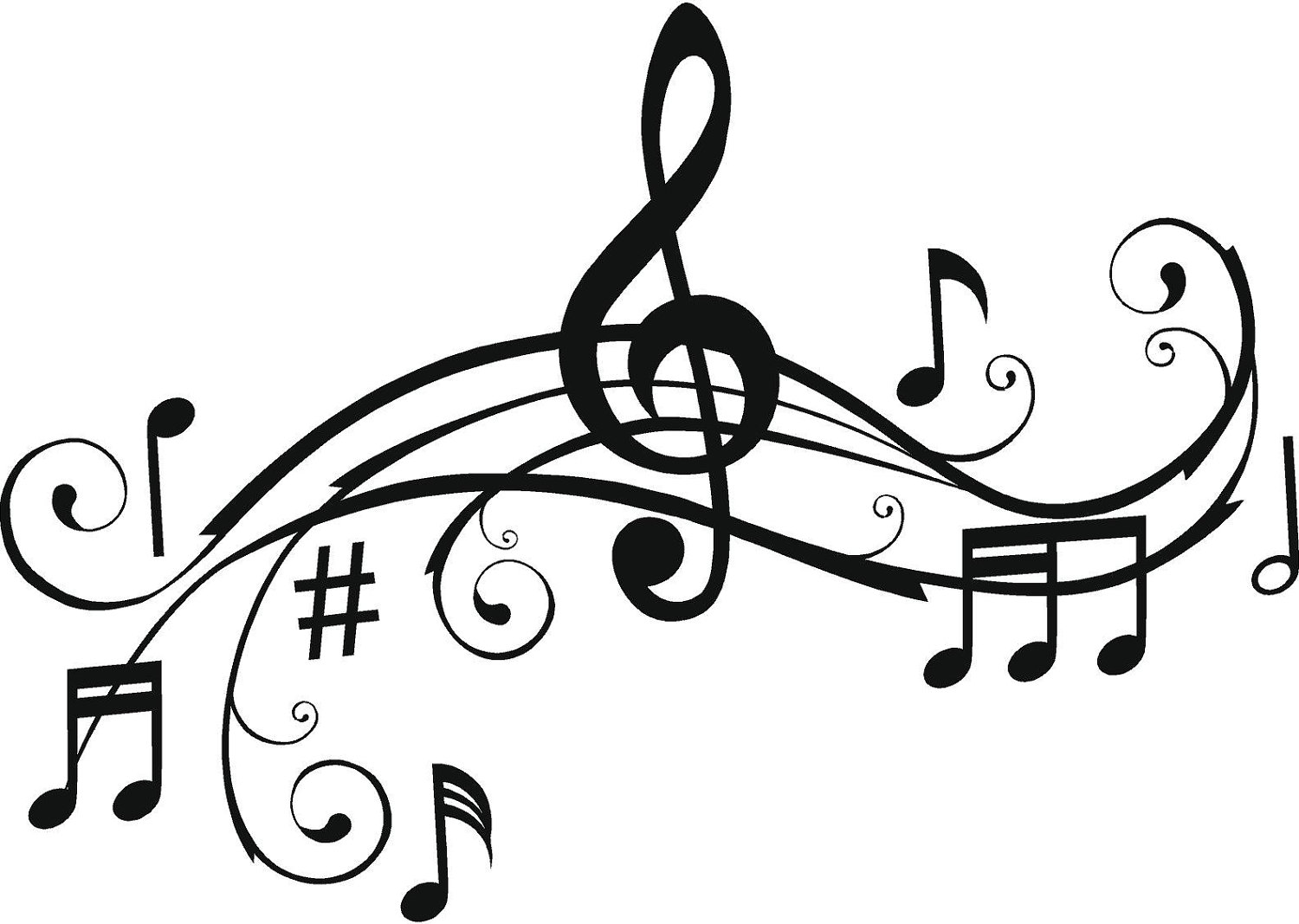 Music notes clipart black and white free