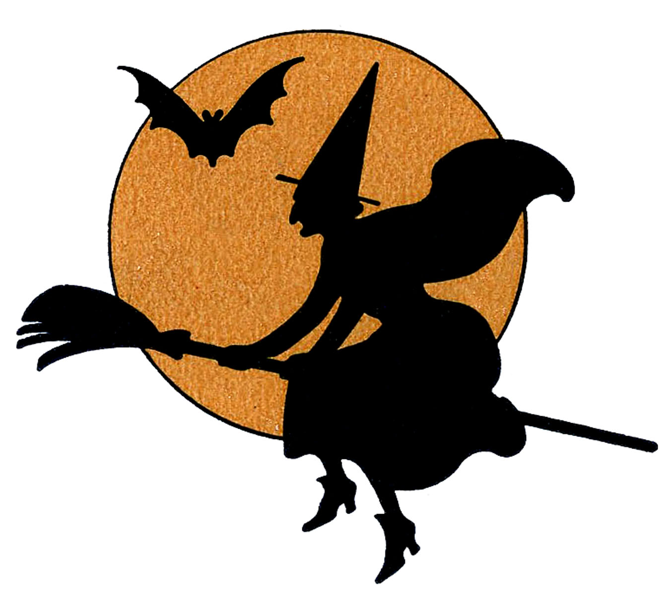 Vintage halloween clip art witch with moon halloween