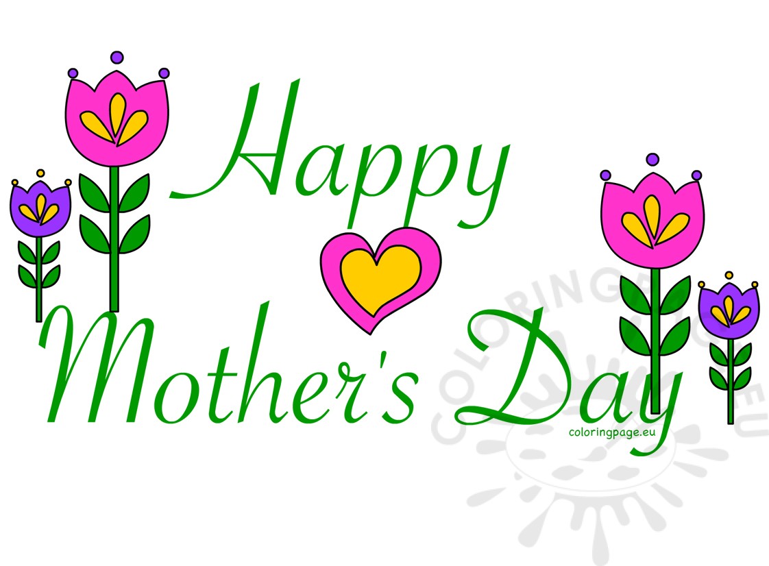 Mothers day happy mother'day card clipart coloring page