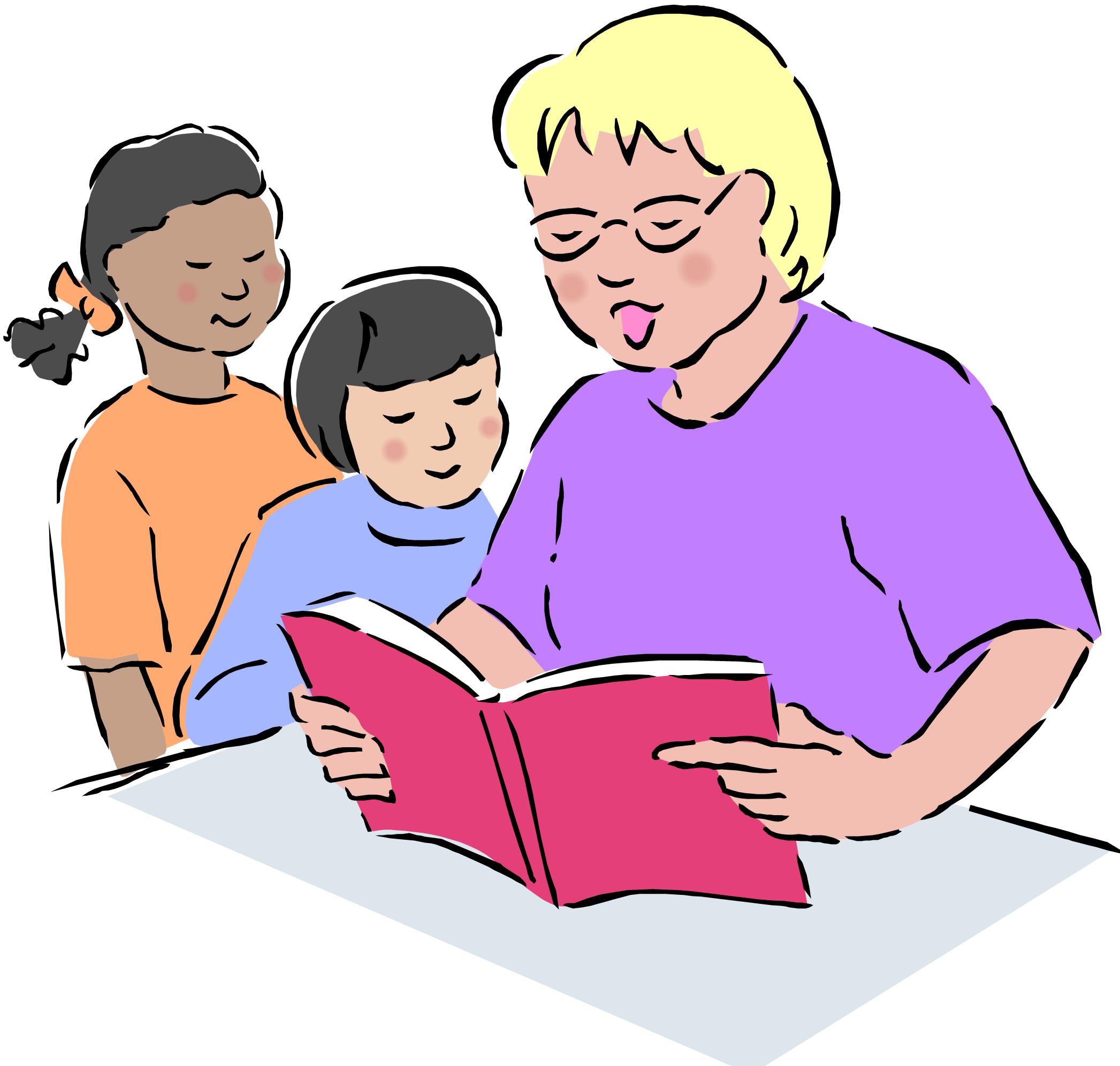Teacher reading to students free clipart images