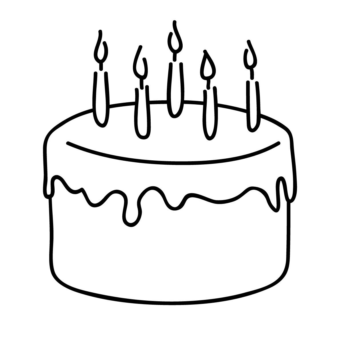 Happy birthday cake clipart black and white free - Clipartix
