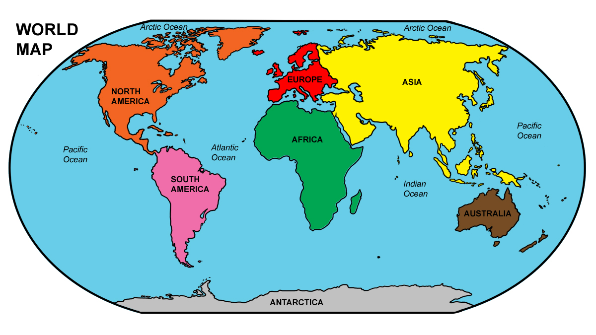 Clip Art World Map Oceans Color Labeled Abcteach Inside Clipartix