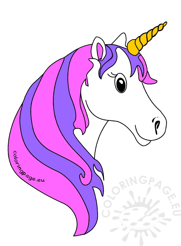Cute unicorn face clipart coloring page