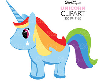 Unicorn clipart cute pencil and in color unicorn