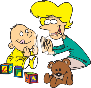 Clipart picture of a mother and baby playing patty cake jpg