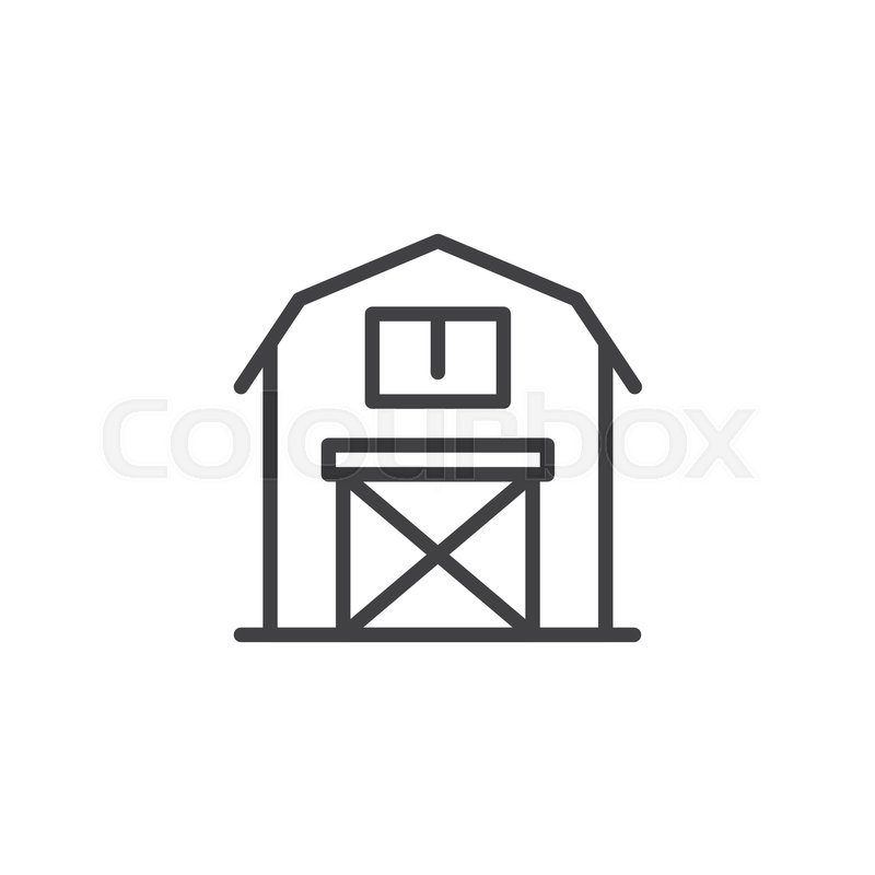 barn outline Barn line icon outline vector sign linear style pictogram jpg