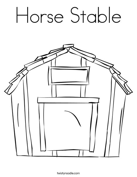 barn outline Horse stable coloring page twisty noodle jpg