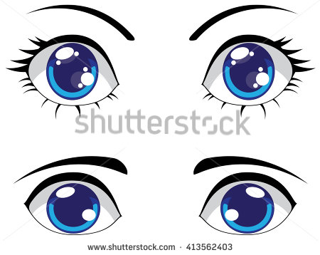 Big cartoon eyes of blue color female and male jpg