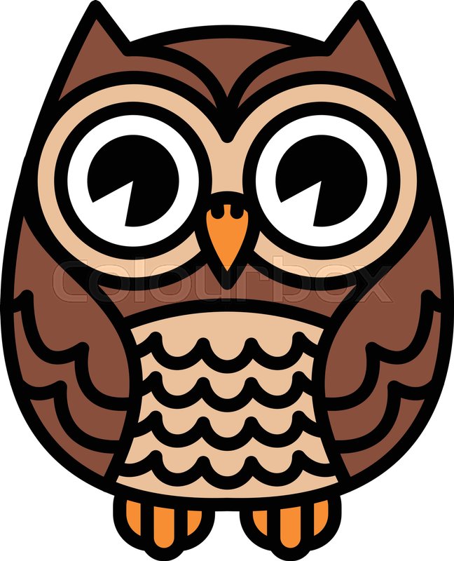 big cartoon eyes Cute cartoon owl bird with big eyes in sitting position stock jpg