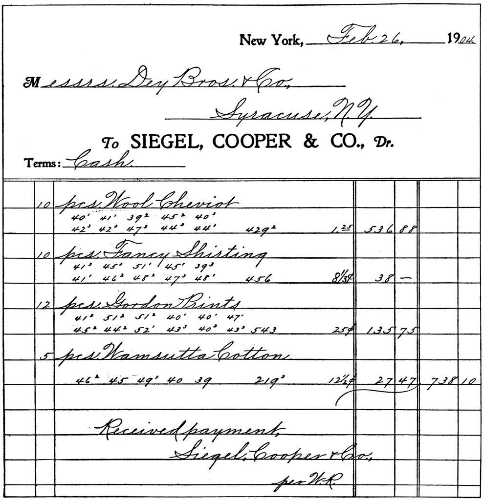 Receipted bill for dry goods clipart etc gif