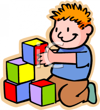 Red haired boy playing with blocks free clip art jpg