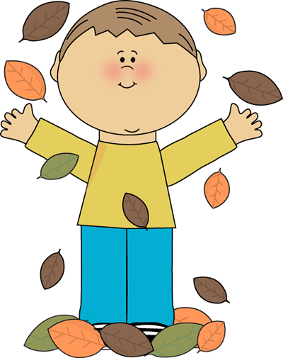 Boy playing in leaves fall clip art boys png