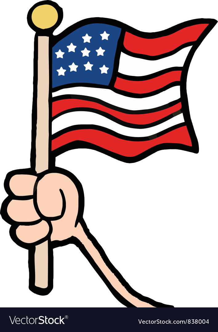 cartoon american flag Hand waving an american flag free vector image jpg