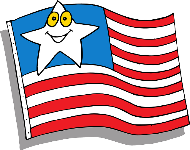 cartoon american flag Flag star face cartoon american wave smile png