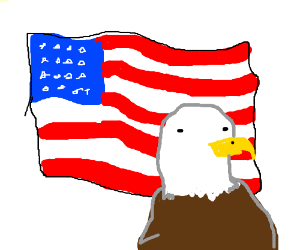 cartoon american flag Eagle standing in front of american flag drawing by  landolakes png - Clipartix