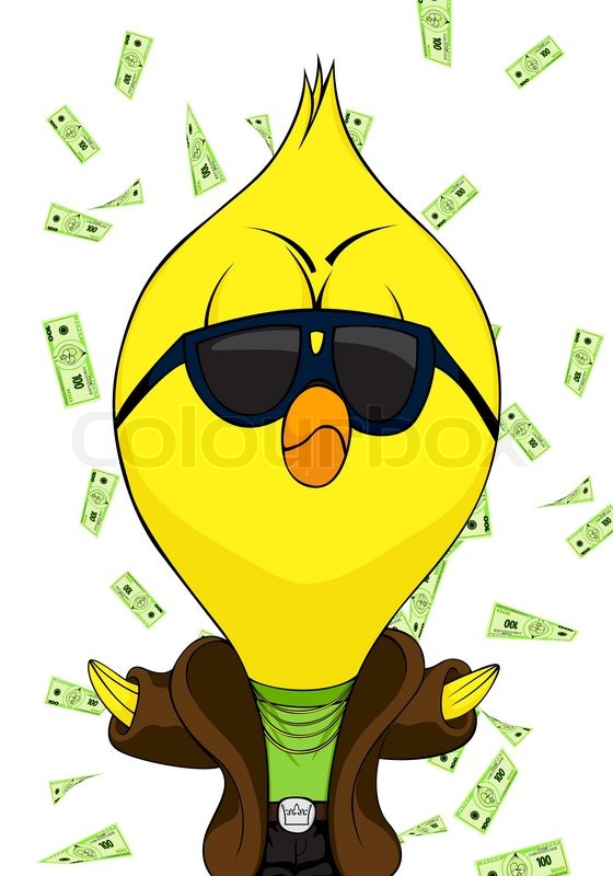 cartoon money Cartoon chick with money on background stock vector colour jpg