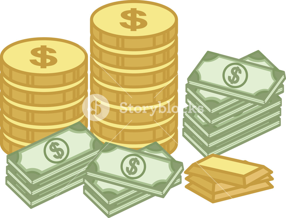 cartoon money Cash and gold coin finance money treasure cartoon vector jpg