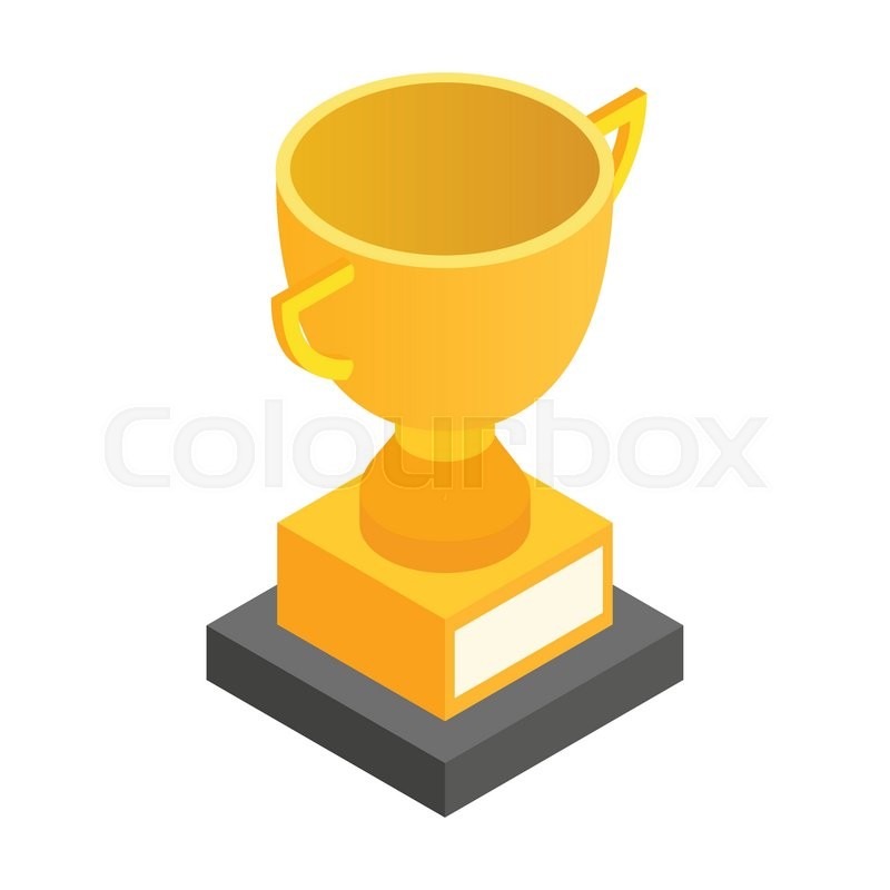 cartoon trophy Golden trophy cup isometric 3d icon on a white background stock jpg