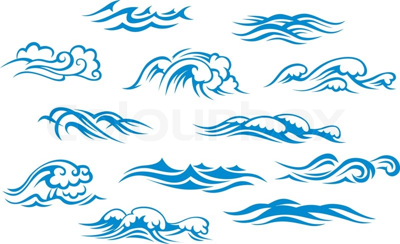 cartoon waves Ocean and sea waves stock vector colour jpg
