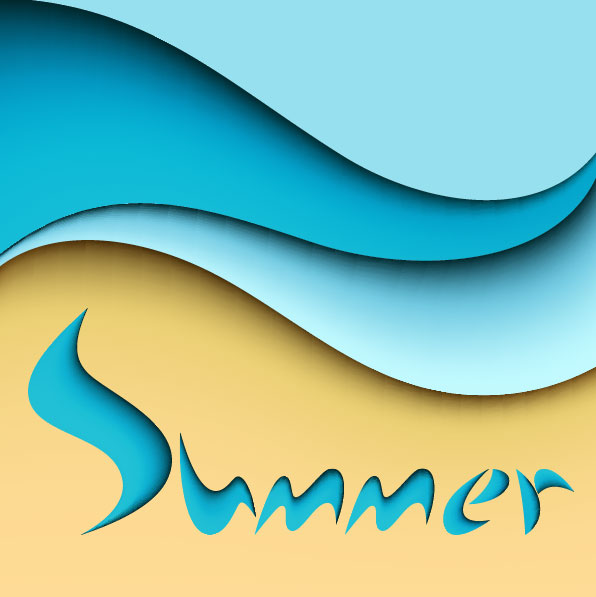 Summer and cartoon waves background vector vector background jpg