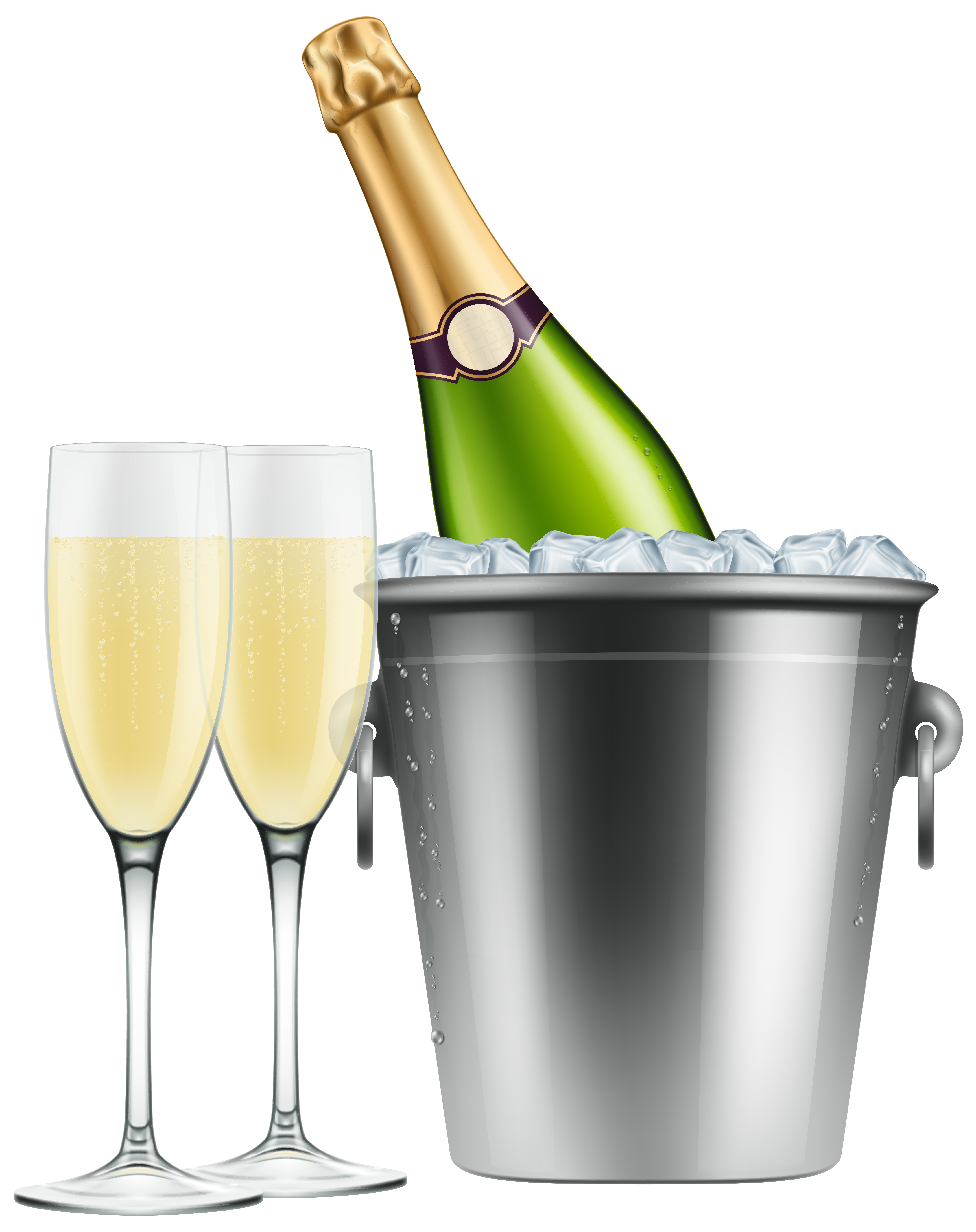Champagne in ice and glasses clip art image gallery png