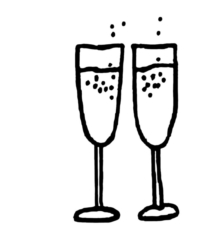 Champagne clipart black and white ourclipart jpg