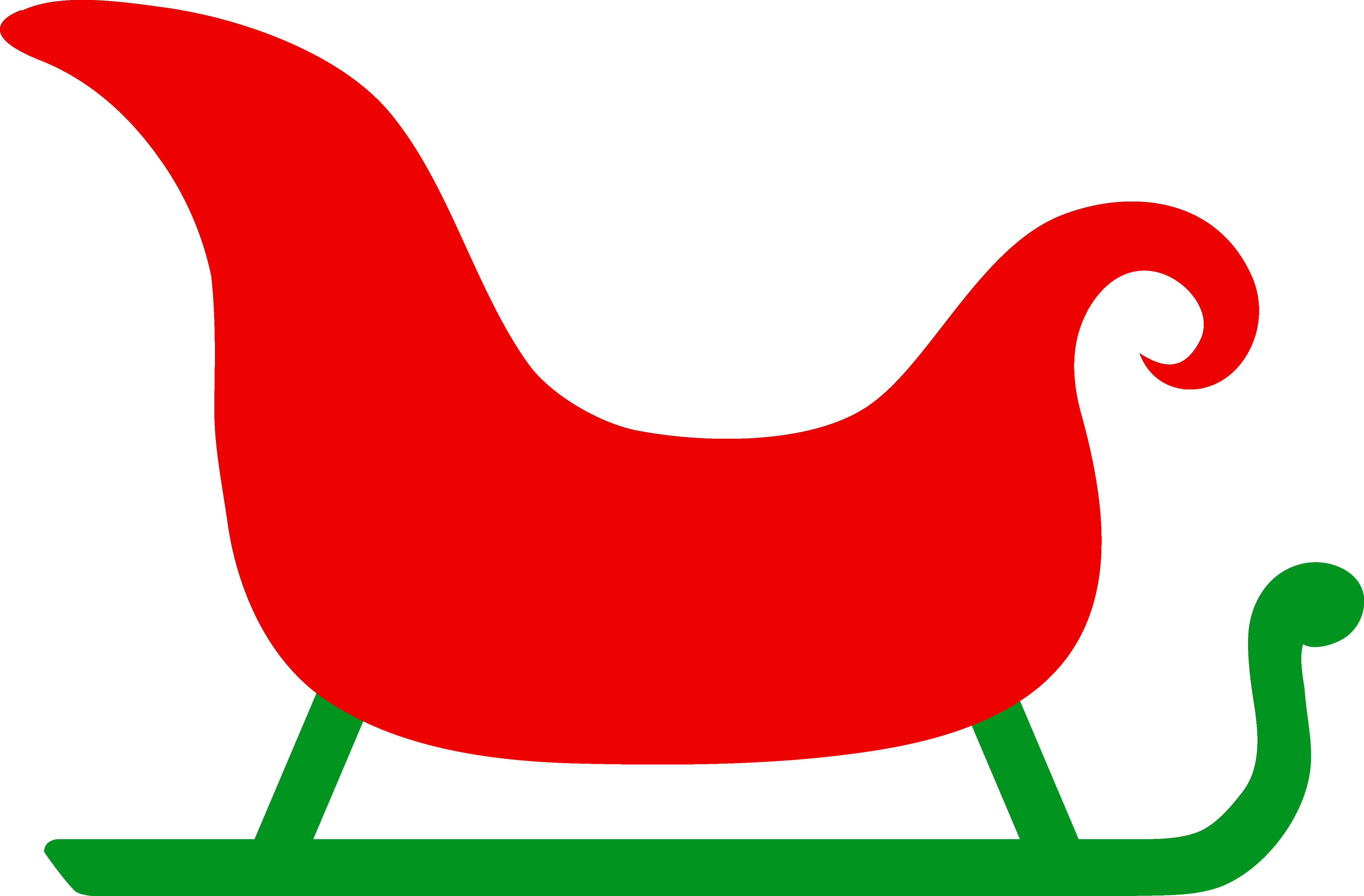 easy Simple red and green sleigh free clip art png
