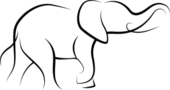 outline of elephant with trunk up