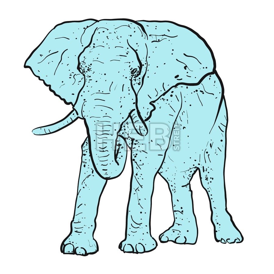 Elephant outline dots colored blue hebstreit jpg