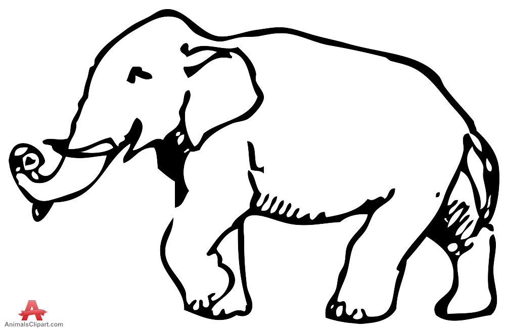Retro style elephant outline drawing free clipart design download jpg
