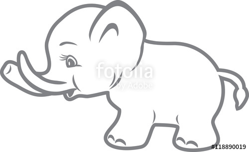 Baby elephant outline drawing stock image and free jpg