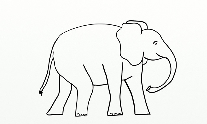 elephant sitting down outline