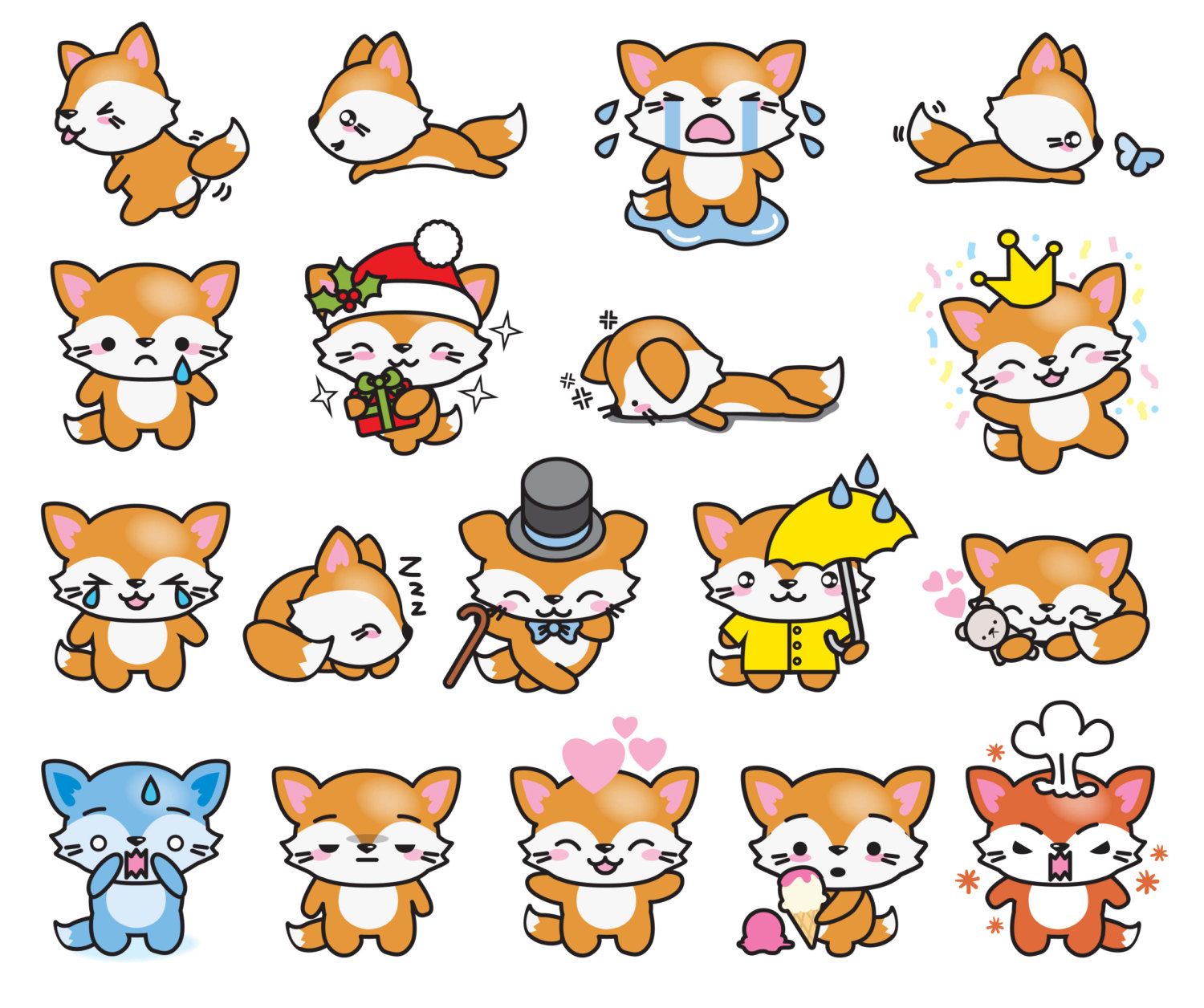 Premium vector clipart kawaii floss the fox cute jpg
