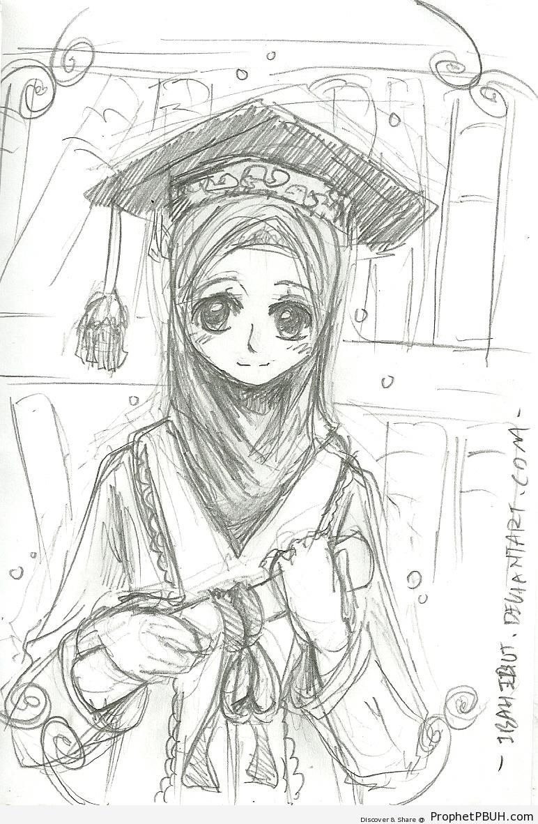 Graduation Drawings Anime Graduate Girl Drawing Drawings Prophet Pbuh Peace Be Jpg Clipartix