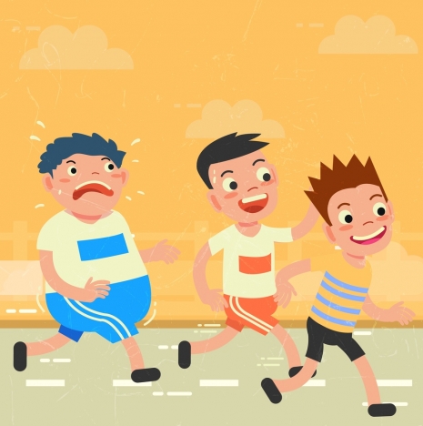 healthy people Healthy lifestyle banner young people exercising colored cartoon jpg