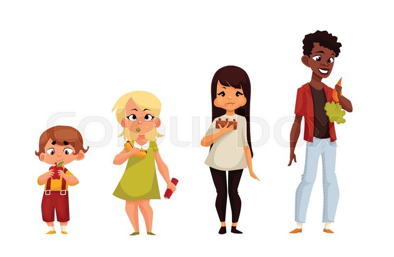 healthy people Other children eat different food ic cartoon vector jpg