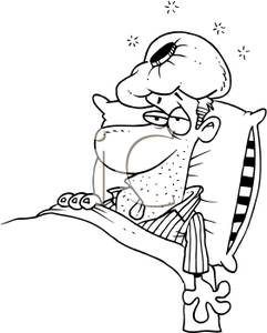 ill person Art image coloring page of a sick man laying in bed jpg