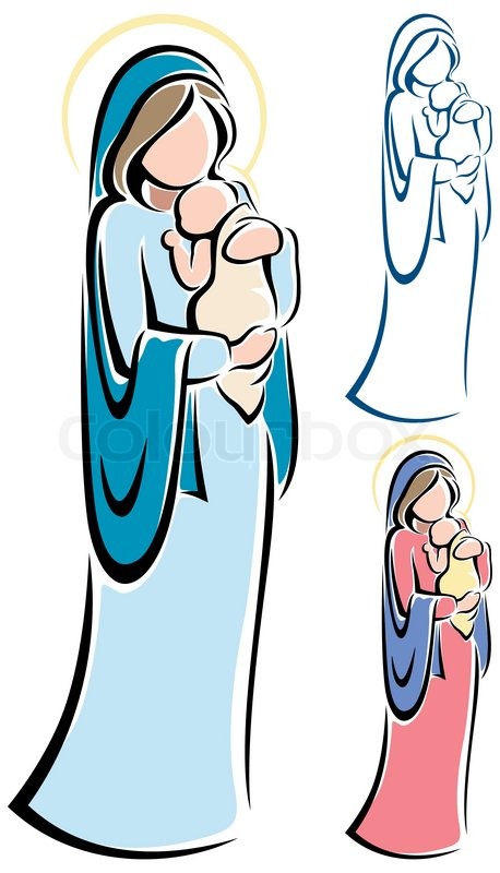 Virgin mary and baby jesus stock vector colour jpg