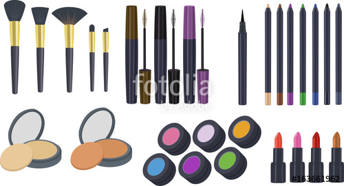 mascara Cosmetics clipart makeup set of eyeshadow brush jpg