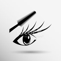Woman eye with beautiful makeup and long mascara brush stock jpg