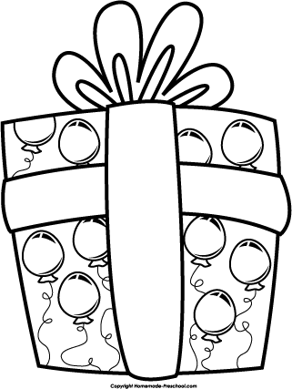 present outline Present black and white birthday present clipart png