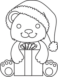 present outline Free coloring page clipart image teddy bear holding a christmas jpg