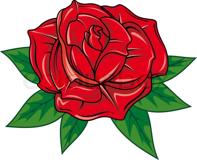 rose cartoon Red rose in cartoon style for tattoo dsign stock vector ...