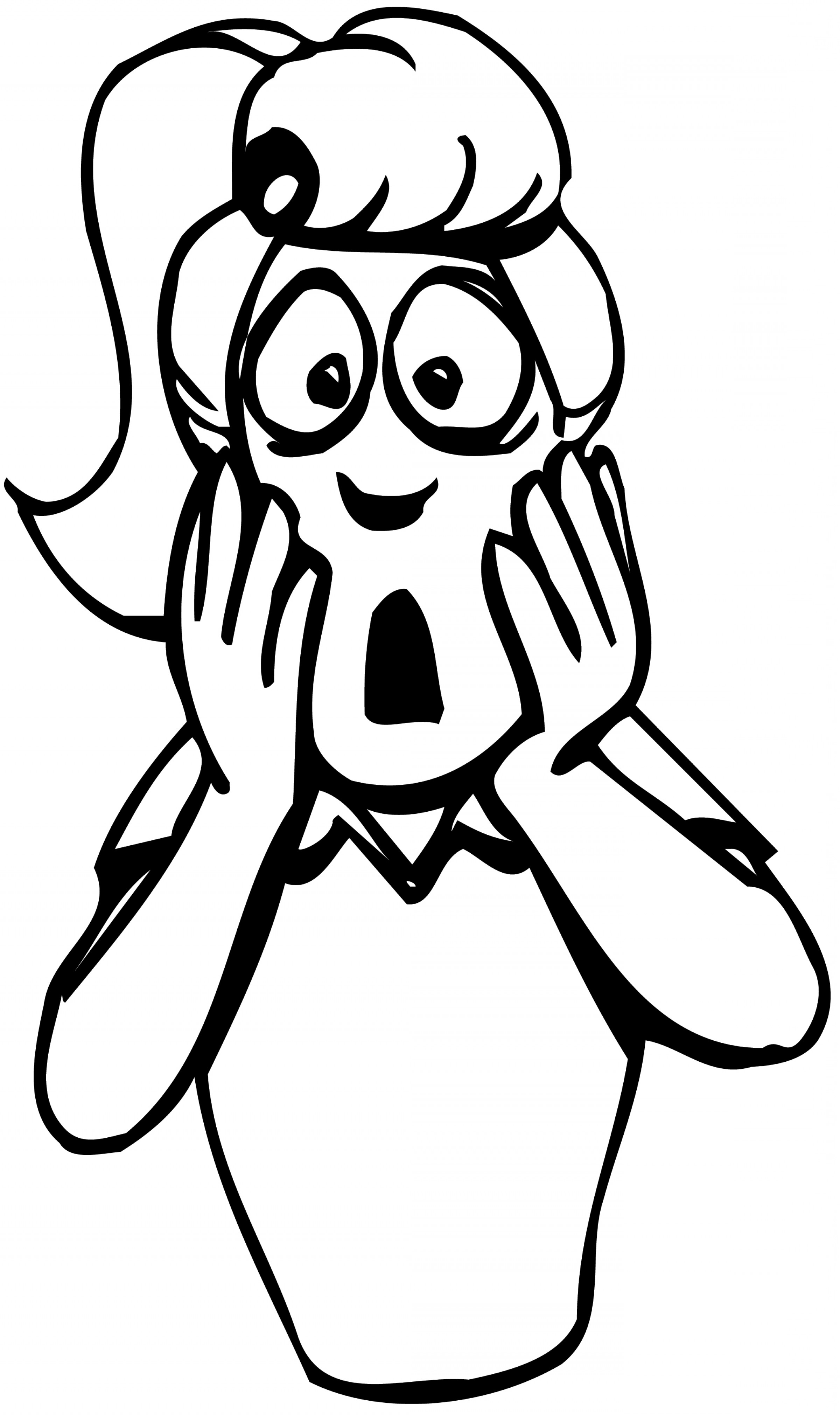 scared face clip art black and white