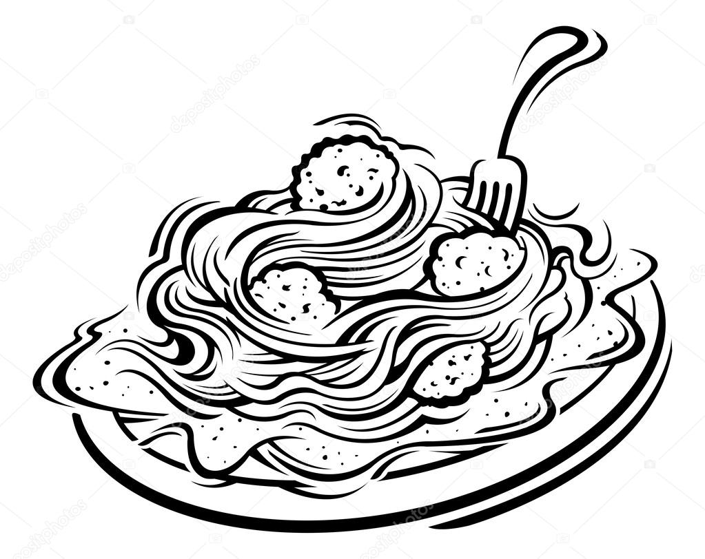 Spaghetti clipart black and white jpg