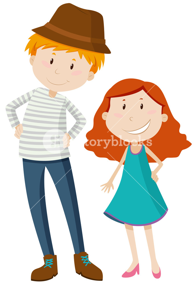 Tall man and short girl illustration free stock image jpg