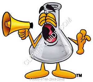 Clipart cartoon beaker holding a megaphone jpg