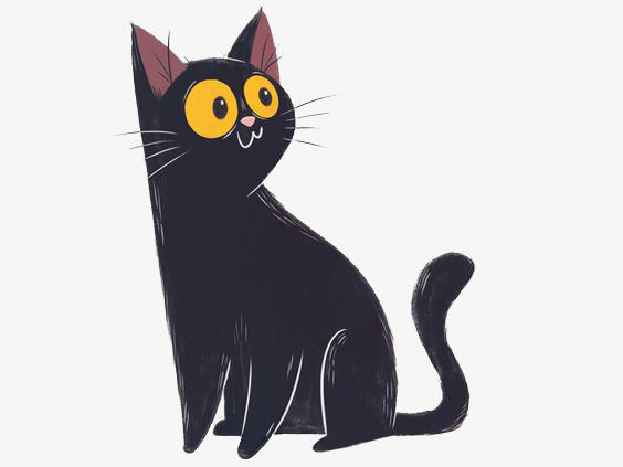 Black cat clipart hand painted illustrator image jpg
