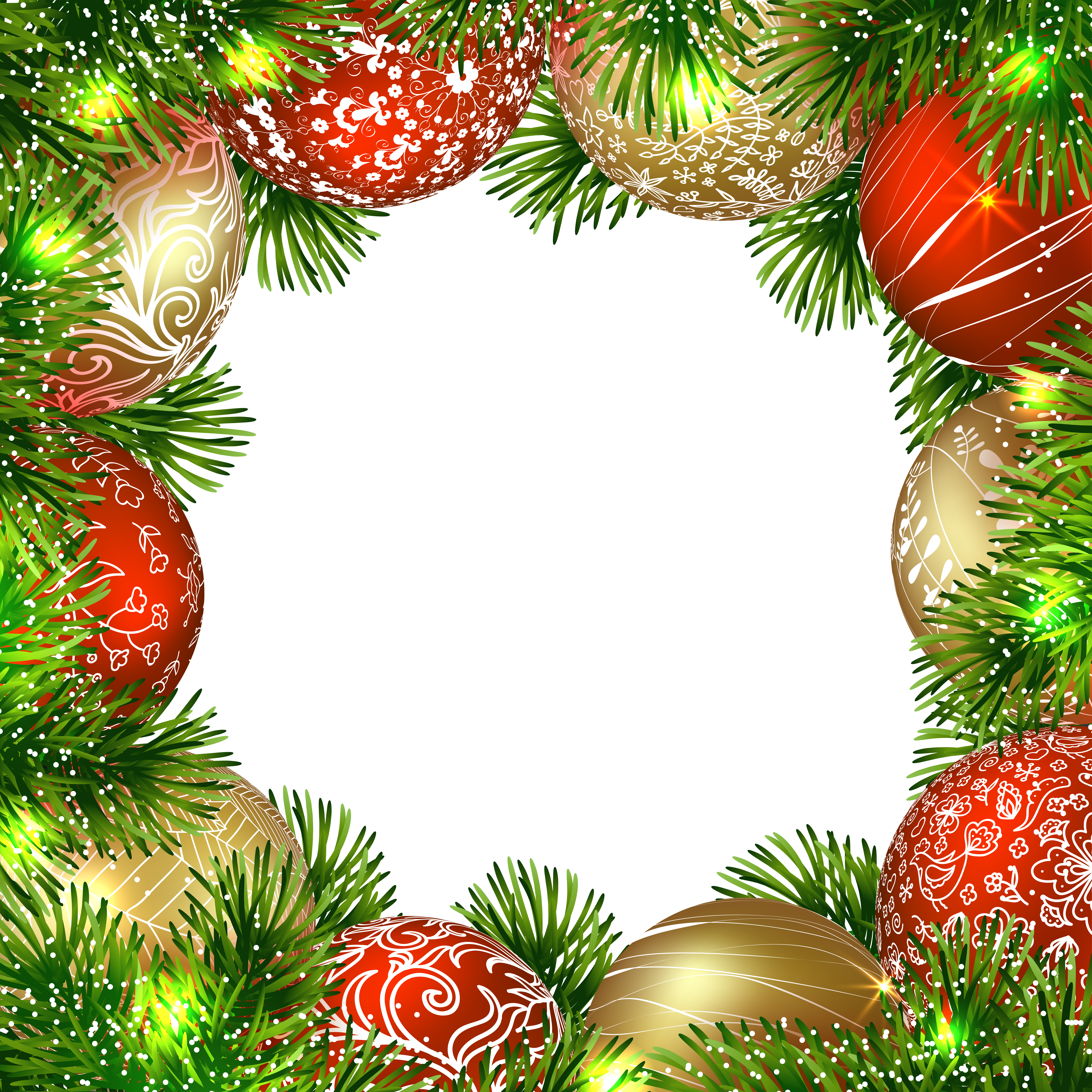 Transparent christmas border frame with ornaments gallery png
